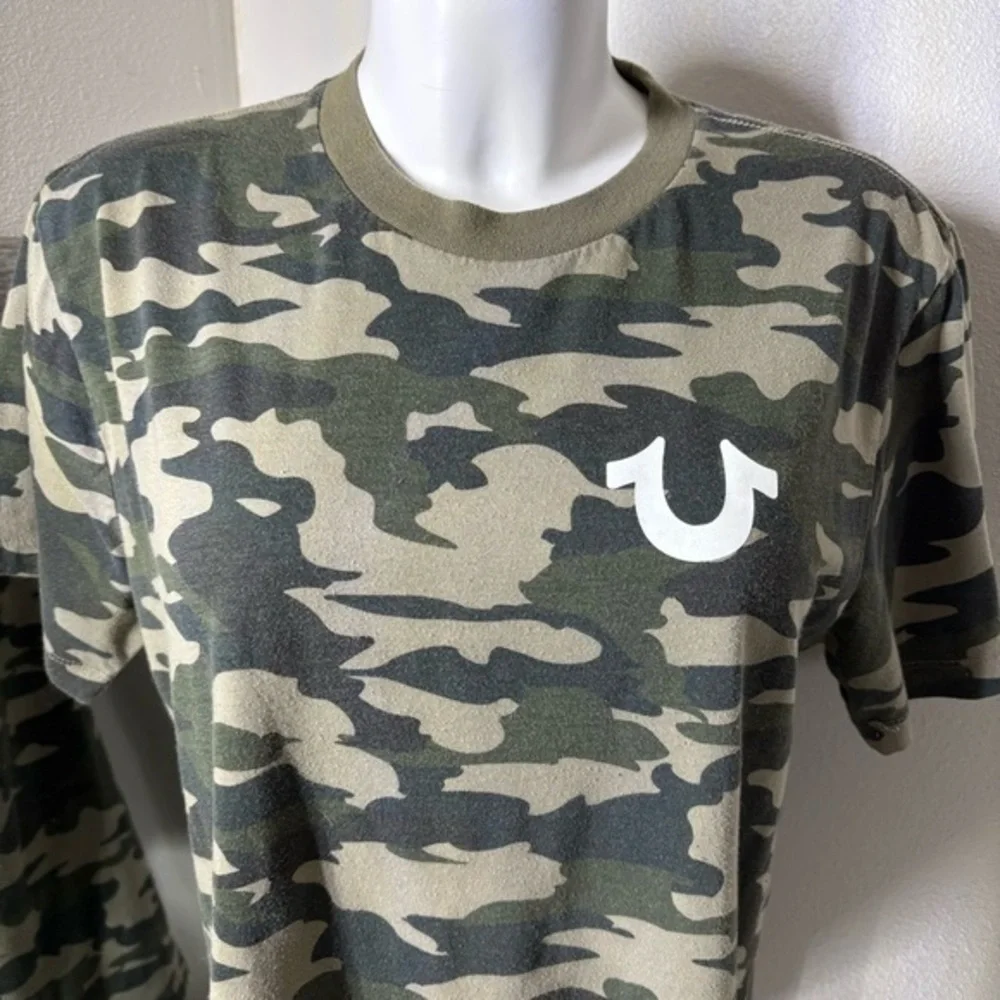 True Religion Green Camouflage Short Sleeve Tee